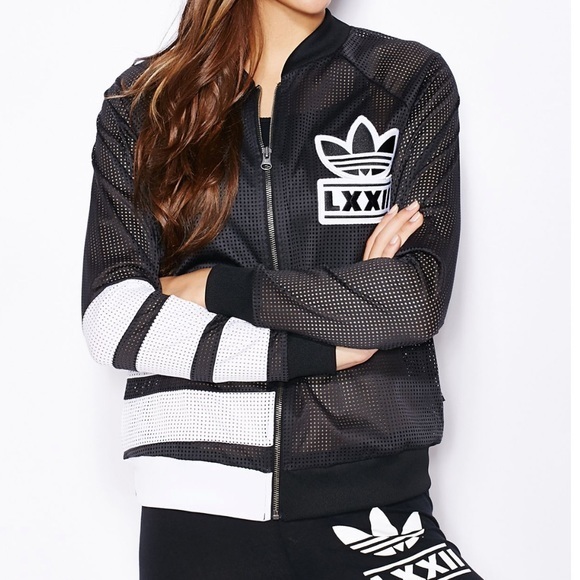 ADIDAS  BERLIN  LXXII 3 STRIPES LOGO MESH ZIP UP BLACK WHITE JACKET SZ M - Picture 1 of 9